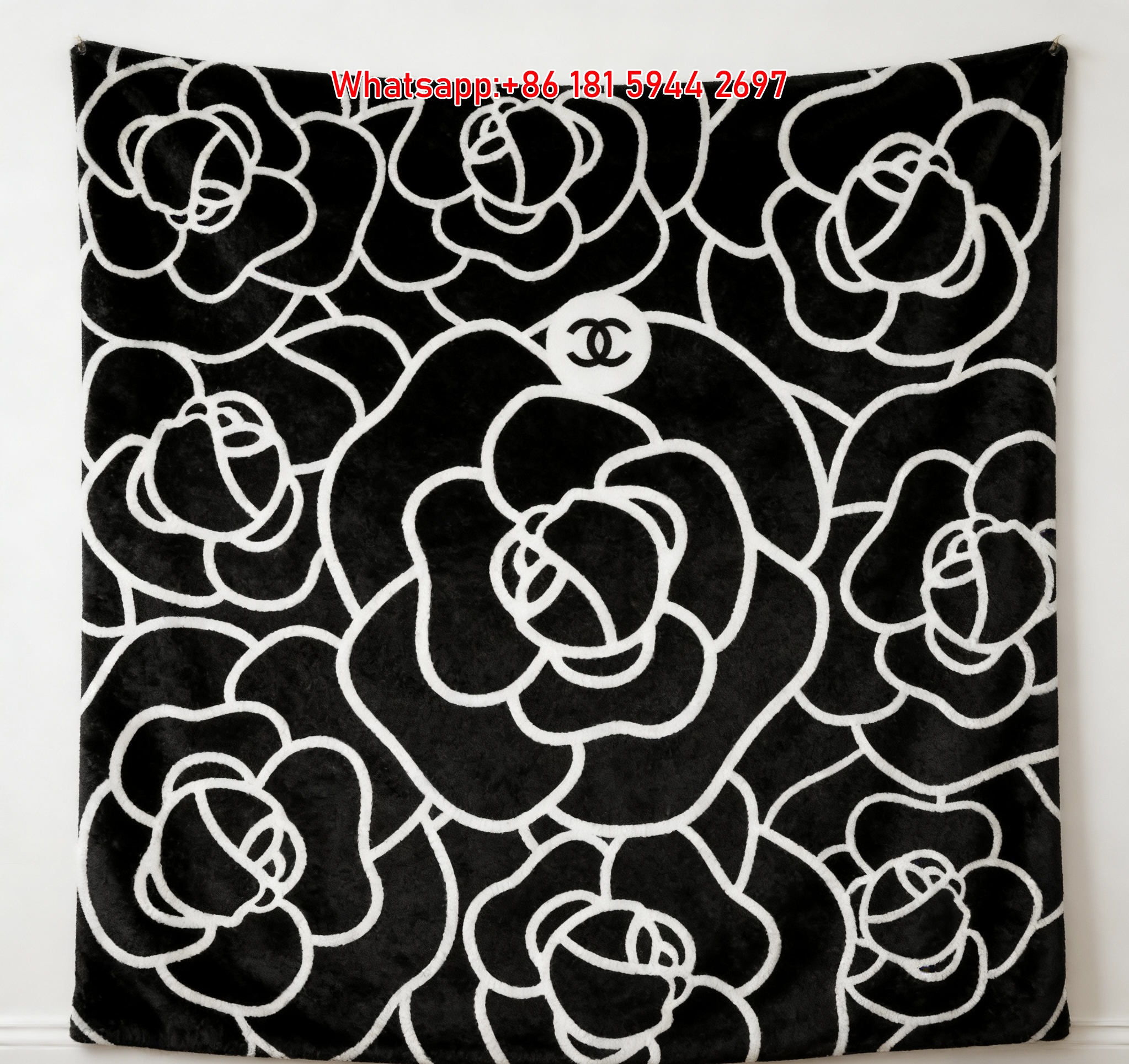 Chanel Camellia Flannel Throw Blanket for Sofa & Wall Hanging Decor IMG_7270